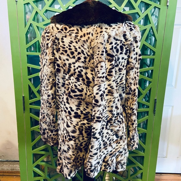 Vintage Genuine Leopard Leg Fur Overcoat w/ Sheared Beaver Collar Luxury Lining - Picture 13 of 13
